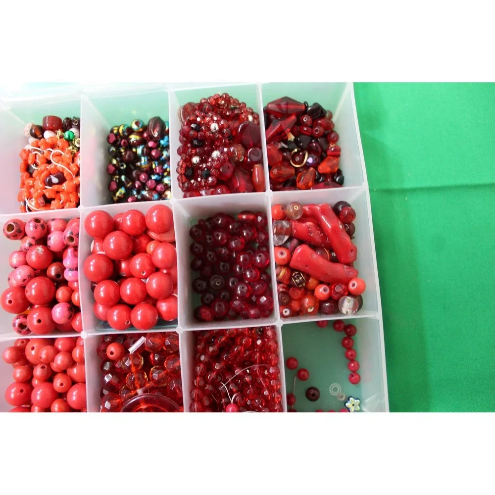 Vintage Red Bead Assortment, Jewelry Making Supplies (3.3 lbs)